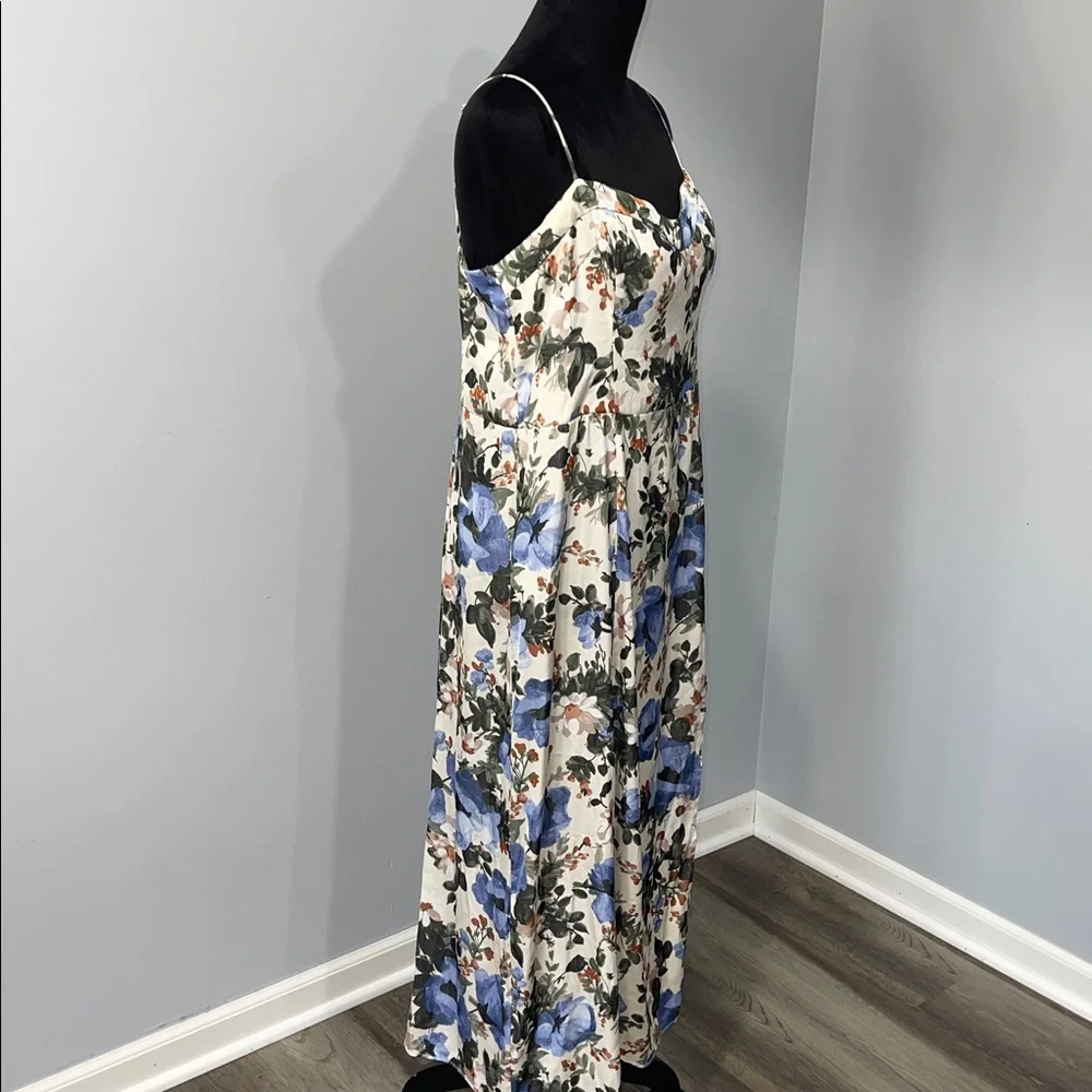 Abercrombie & Fitch Camille Dress cream blue green floral print size Large women - Picture 8 of 16